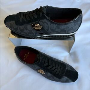 Ivy Sneakers by Coach” - Gold Logo with suede and PVC accents size 7.5